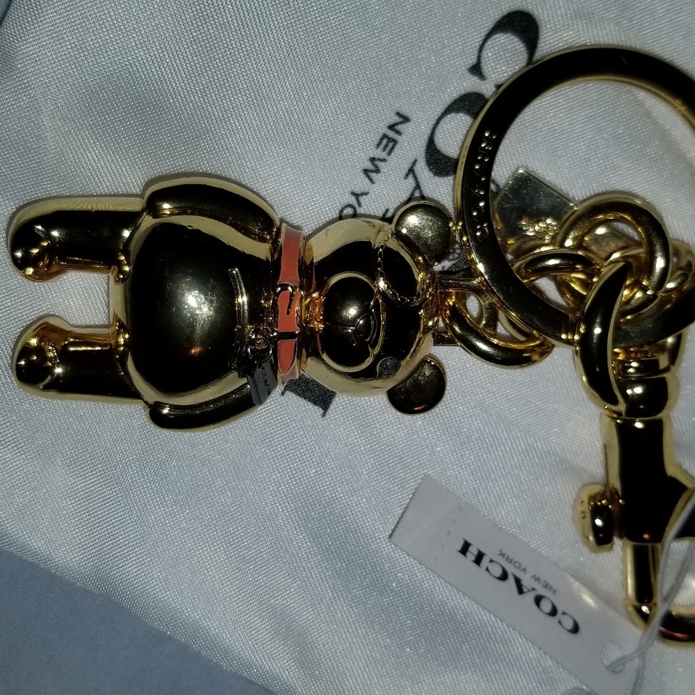 Authentic coach gold bear key fob trade value   10